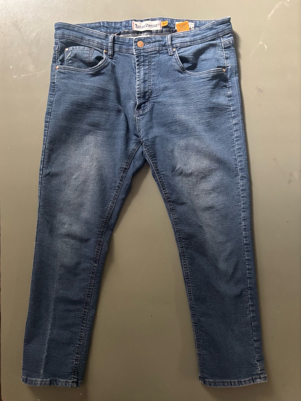 Tailor Vintage Men's Washed Blue Slim Jeans